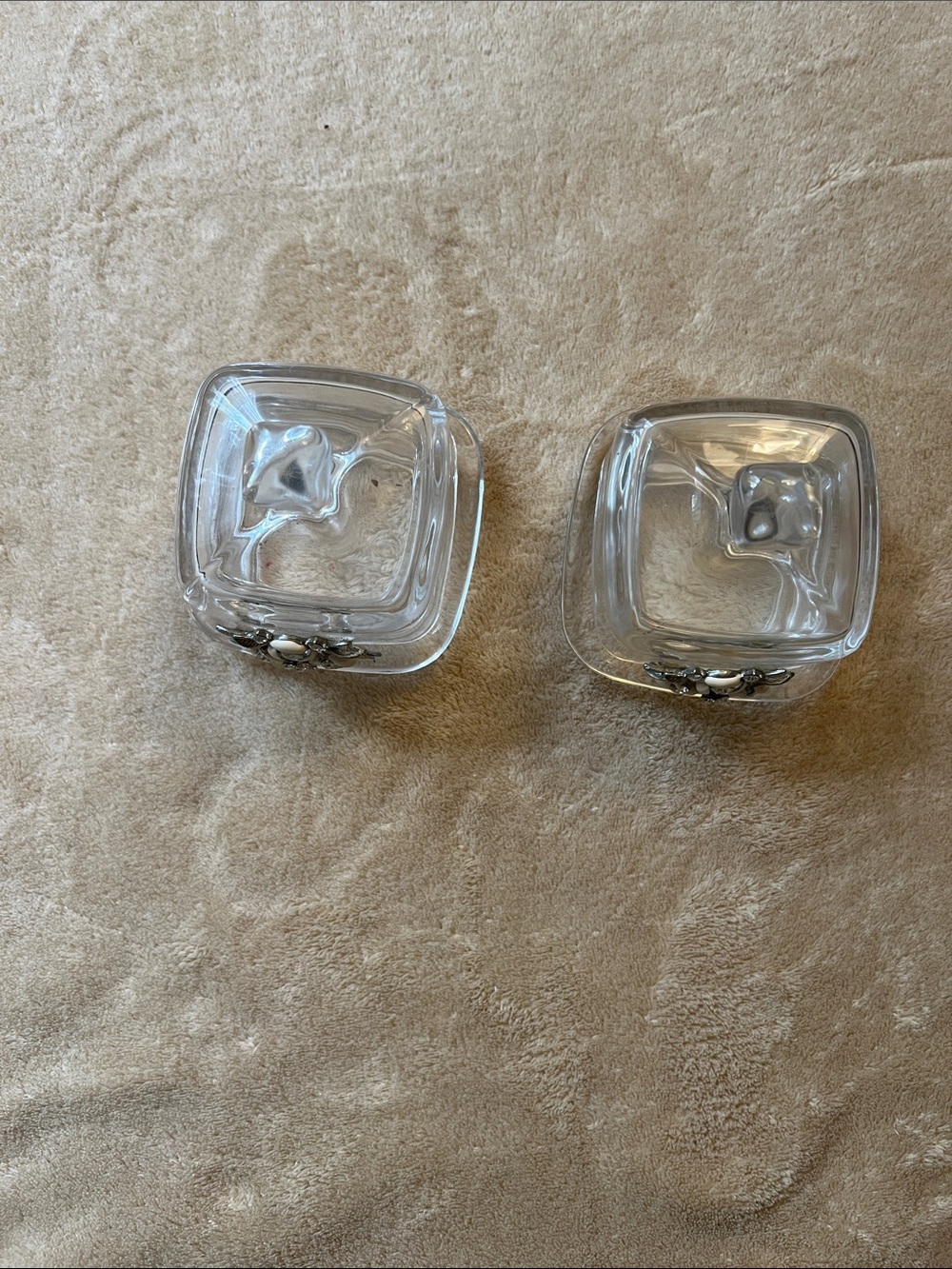 Clear Glass Square Votive Candle Holders - Set of 2